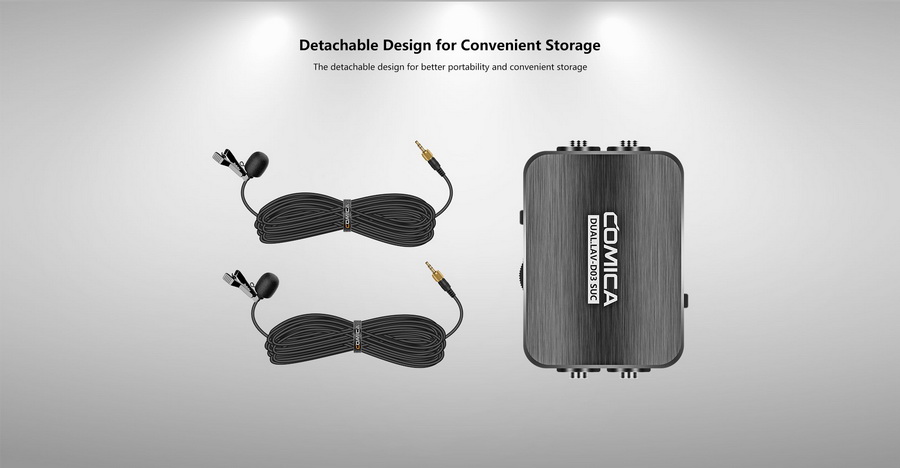 Comica DUAL.LAV D03 SUC Dual-head Detachable&amp;Multi-functional Lavalier Microphone (For 3.5mm Interface and USB-C Interface Smartphone and Computer) by  in  - EC MALL