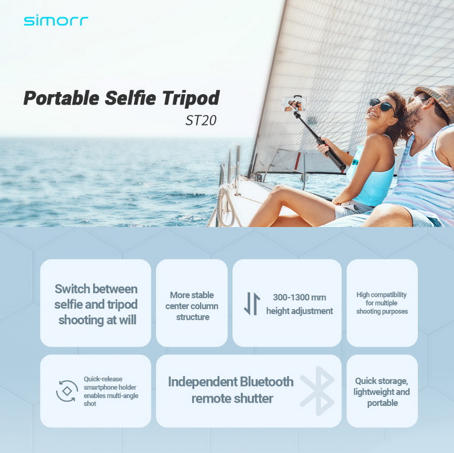 Simorr 3375 Portable Selfie Stick Tripod ST20 by  in  - EC MALL