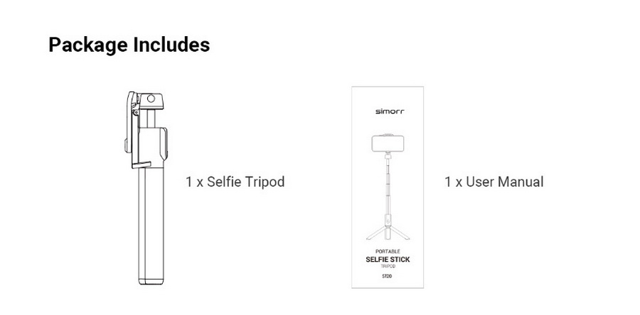 Simorr 3375 Portable Selfie Stick Tripod ST20 by  in  - EC MALL