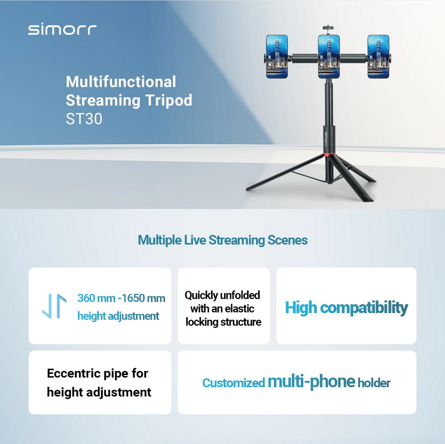 Simorr 3376 Multifunctional Live Streaming Tripod ST30 by  in  - EC MALL