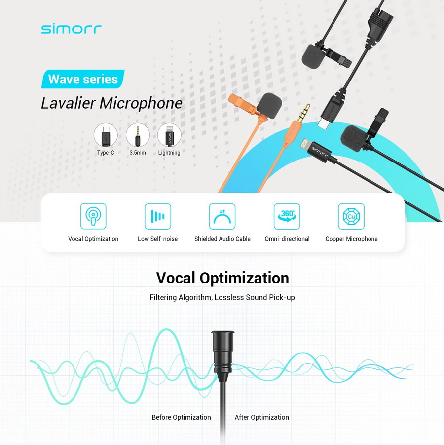 Simorr 3385 Wave L2 Type-C Lavalier Microphone by  in  - EC MALL