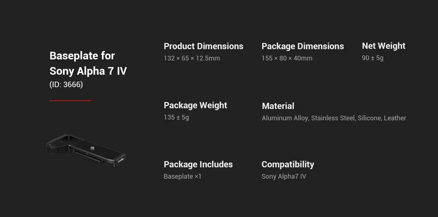SmallRig 3666 Baseplate for Sony Alpha 7 IV by  in  - EC MALL