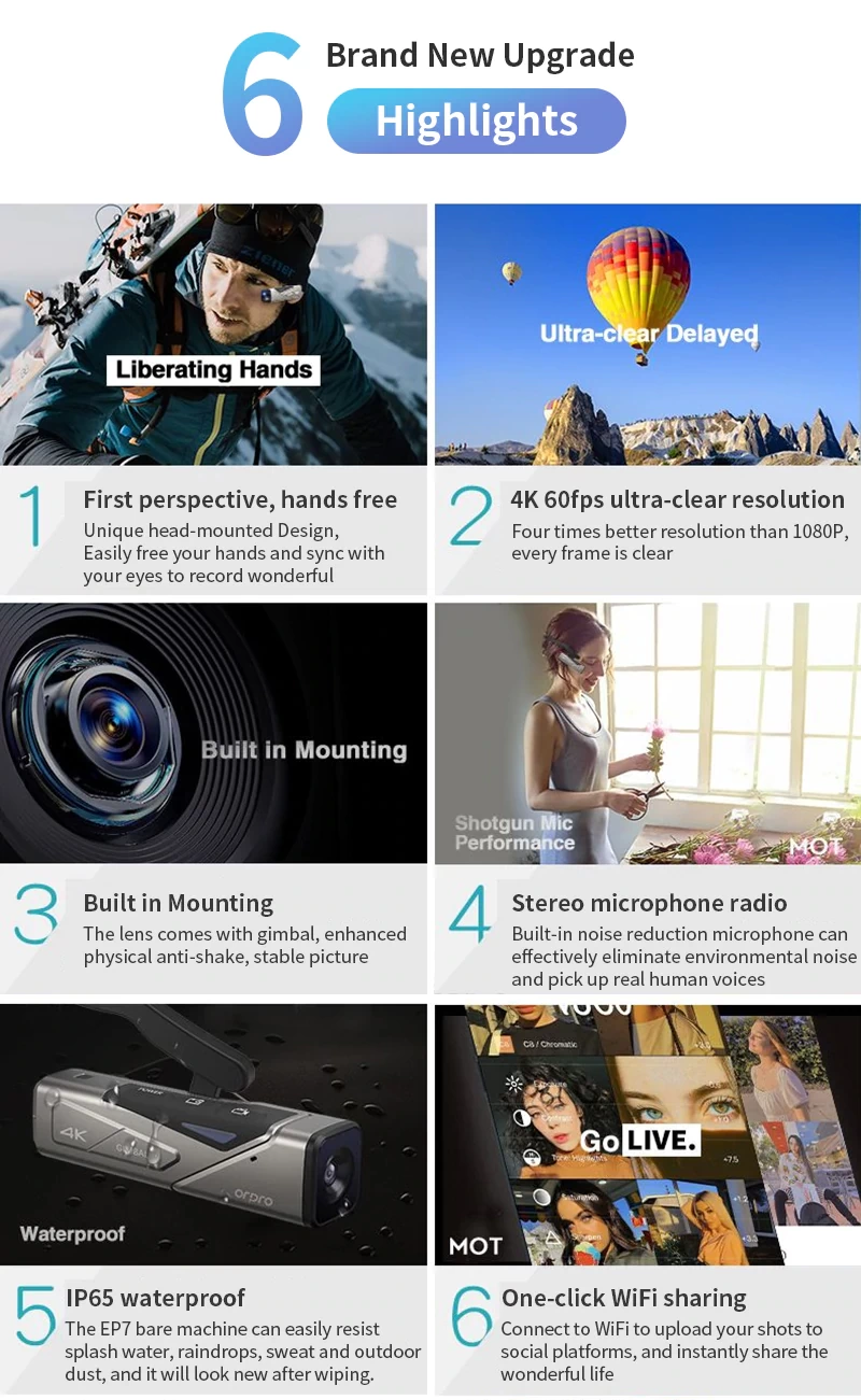 Ordro EP7 4K YouTube Vlogging กล้องวิดีโอ 4K by in - EC MALL