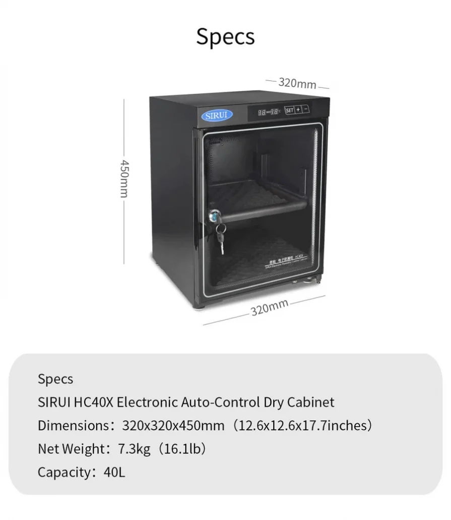 Sirui HC40X Electronic Humidity Control Cabinet ตู้กันชื้น by  in  - EC MALL