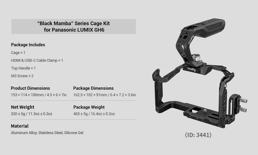 SmallRig 3441 Black Mamba Series Cage Kit for Panasonic Lumix GH6 by  in  - EC MALL