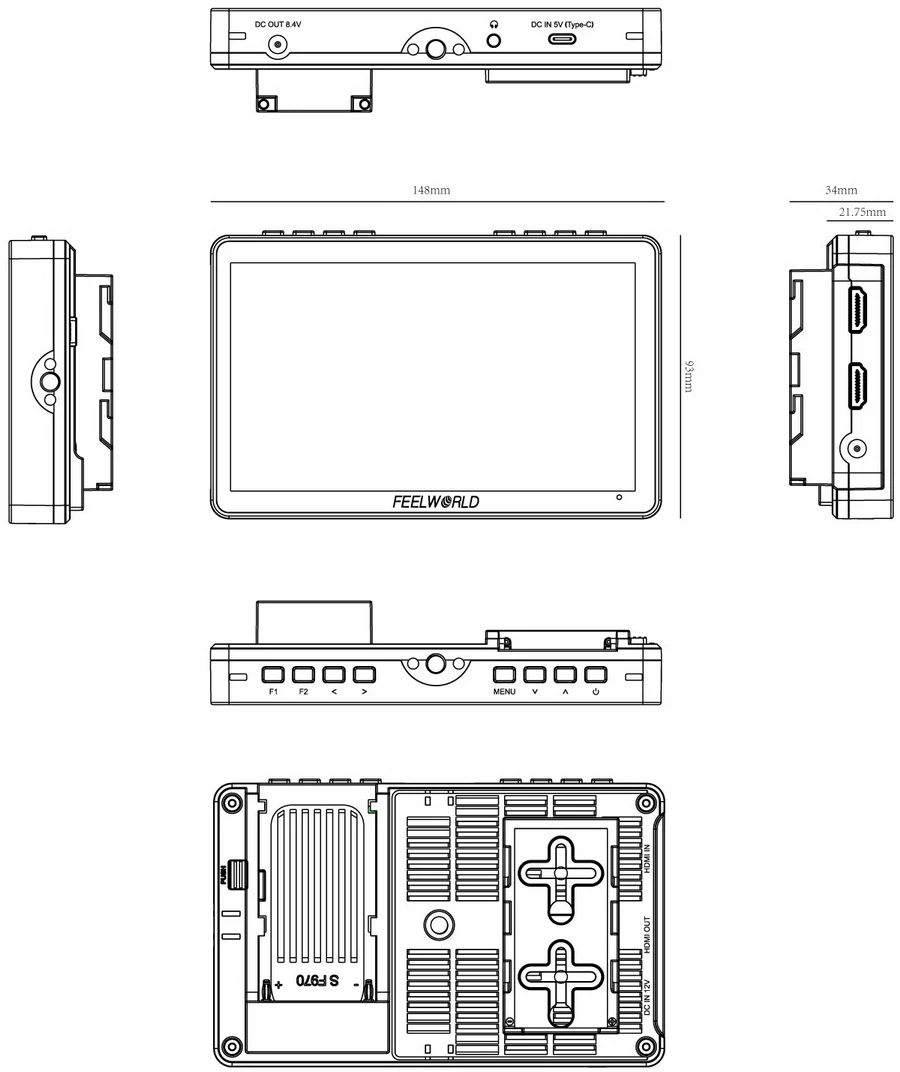 FeelWorld F5 Pro V4 6" Touch Screen DSLR Camera Monitor by  in  - EC MALL