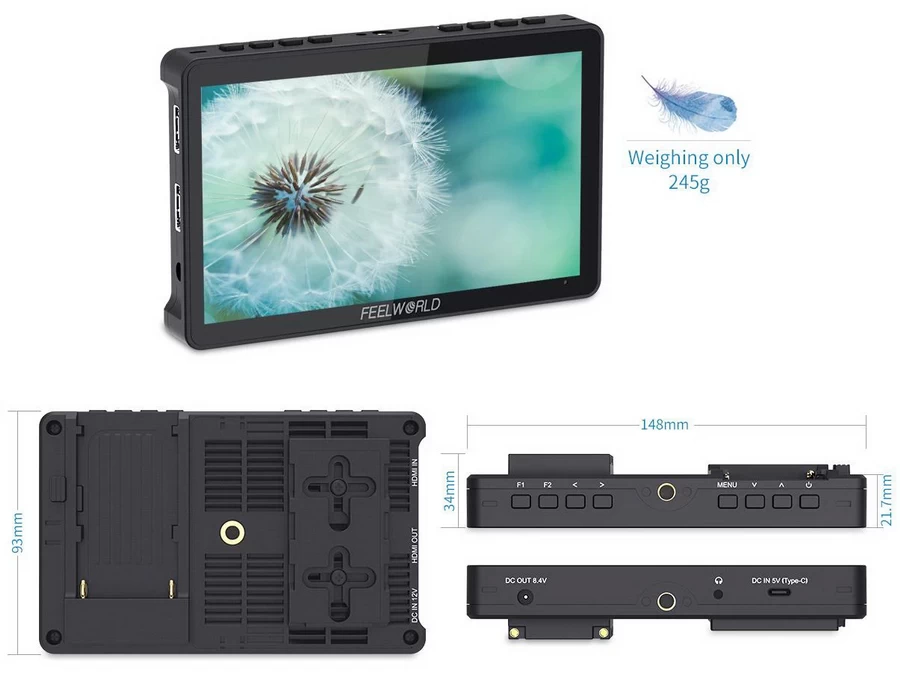 FeelWorld F5 Pro V4 6" Touch Screen DSLR Camera Monitor by  in  - EC MALL