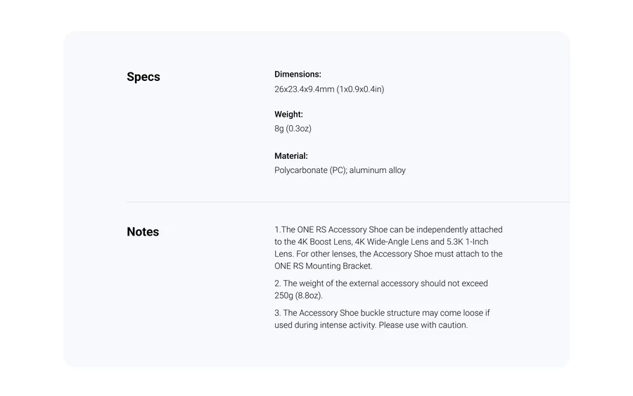 Insta360 ONE RS Accessory Shoe For ONE RS by  in  - EC MALL