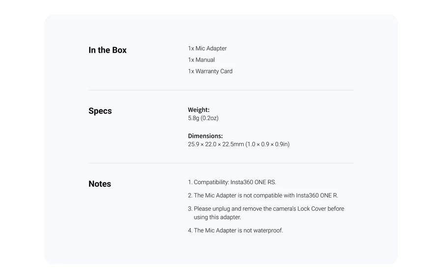 Insta360 ONE RS Mic Adapter (Horizontal Version) by  in  - EC MALL