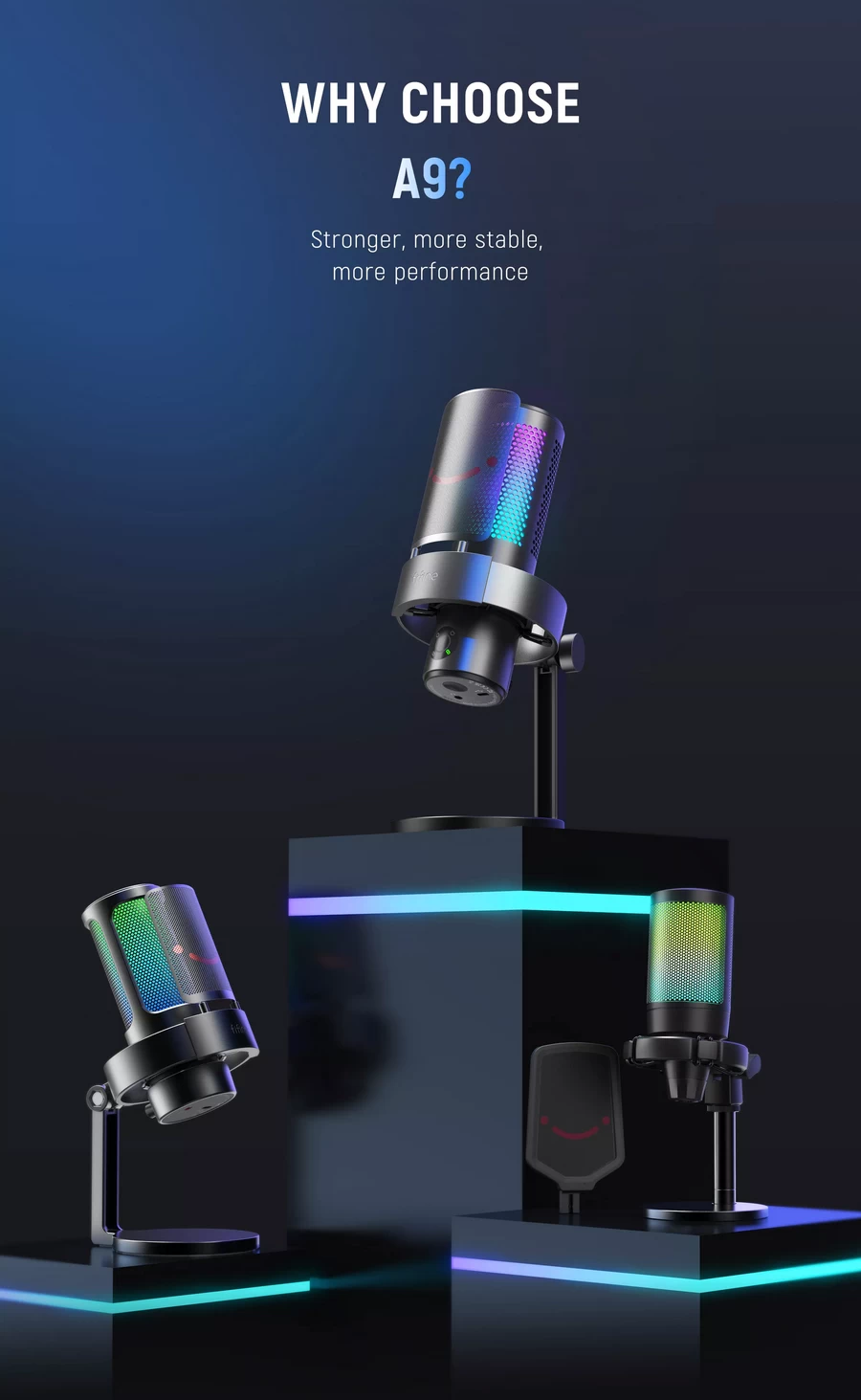 FIFINE A9 Podcast RGB Microphone Mic Studio Usb Condenser by  in  - EC MALL