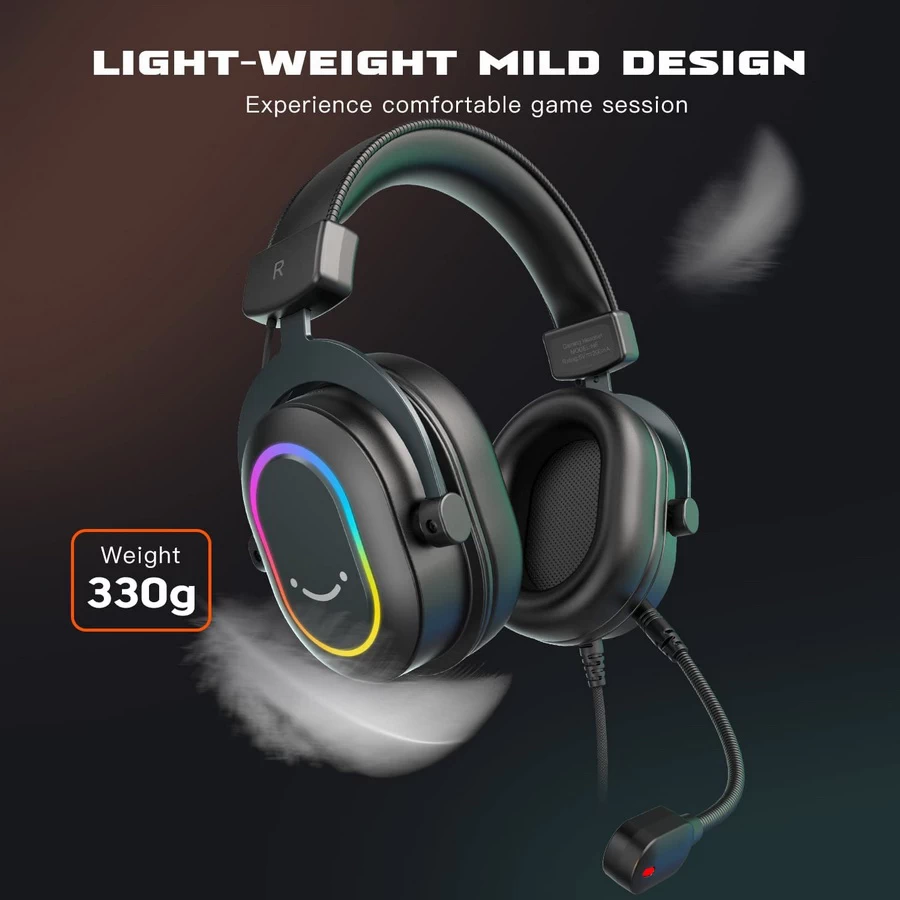 FIFINE H6 USB Headset with 24-Bit, 7.1 Surround Sound, EQ Modes, RGB, Volume & Mute Control, Detechable Mic by in - EC MALL