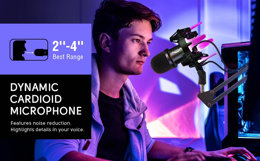 FIFINE K651 USB Dynamic Microphone Bundle with RGB Shock mount &amp; Touch-Sensitive Mute Button by  in  - EC MALL