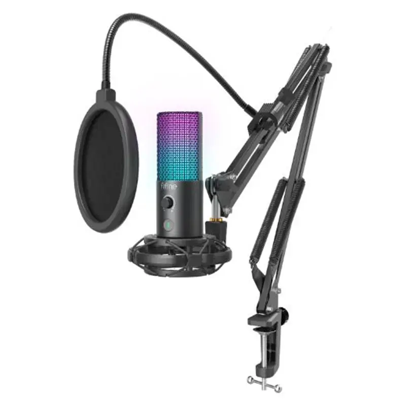FIFINE T669 Pro3 RGB Uni-directional USB Microphone Bundle with Volume Control Knobs and Light Touch Button Plug &amp; Play for Streaming, Podcasting by  in  - EC MALL