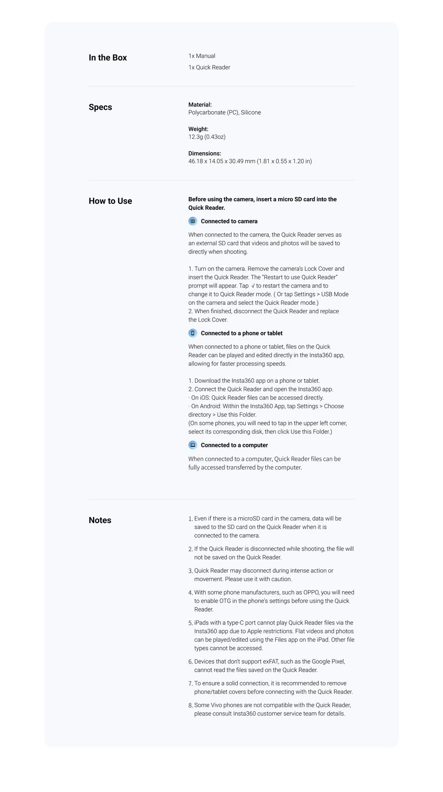 Insta360 X3 Quick Reader by  in  - EC MALL