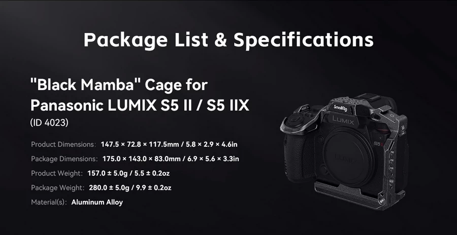 SmallRig 4024 Black Mamba Cage for Panasonic LUMIX S5 II / S5 IIX by  in  - EC MALL