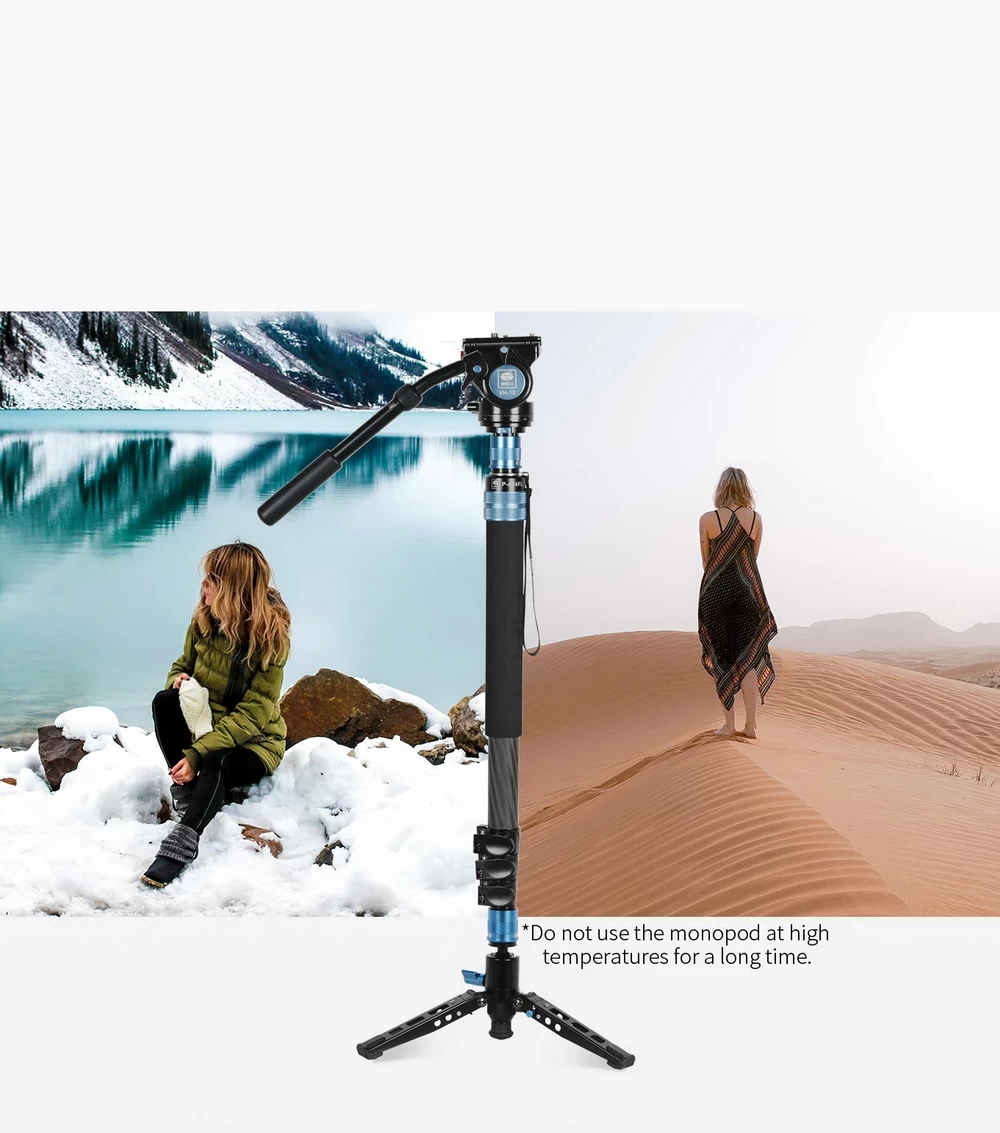 Sirui P-424FS / P-424FL 4 Sections Carbon Fiber Monopod With VA-10 Fluid Head by  in  - EC MALL