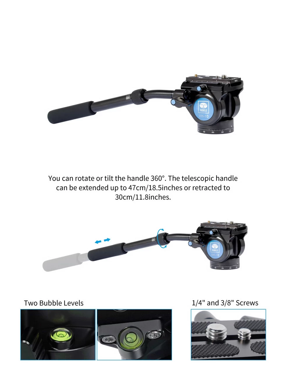 Sirui P-424FS / P-424FL 4 Sections Carbon Fiber Monopod With VA-10 Fluid Head by  in  - EC MALL