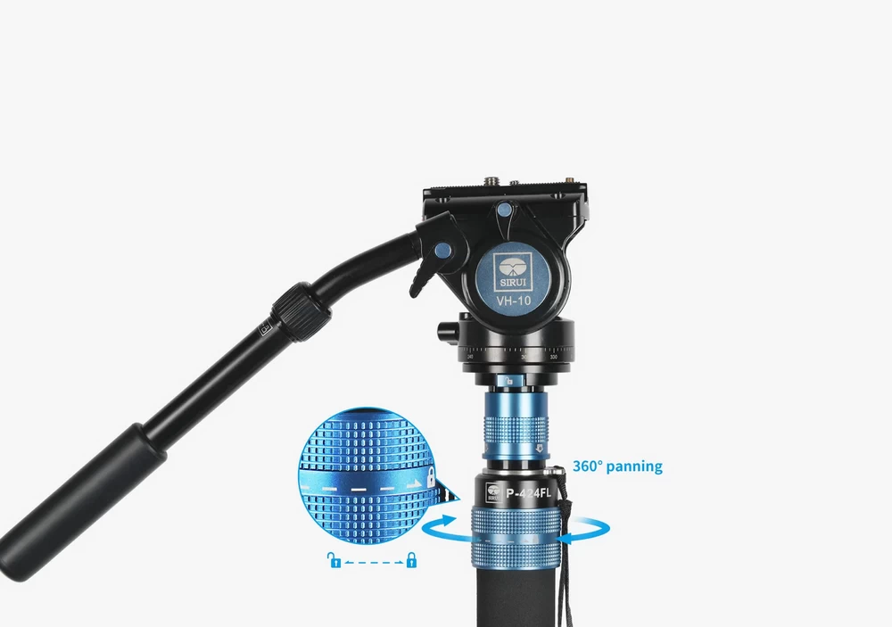 Sirui P-424FS / P-424FL 4 Sections Carbon Fiber Monopod With VA-10 Fluid Head by  in  - EC MALL