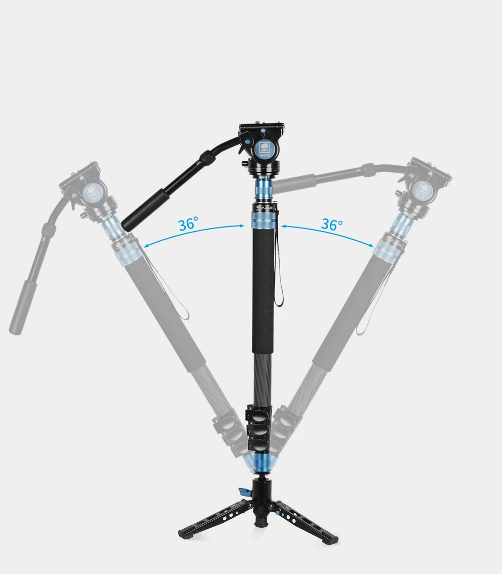 Sirui P-424FS / P-424FL 4 Sections Carbon Fiber Monopod With VA-10 Fluid Head by  in  - EC MALL