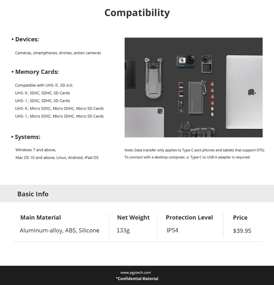 PGYTECH CreateMate High-speed Card Reader Case by  in  - EC MALL
