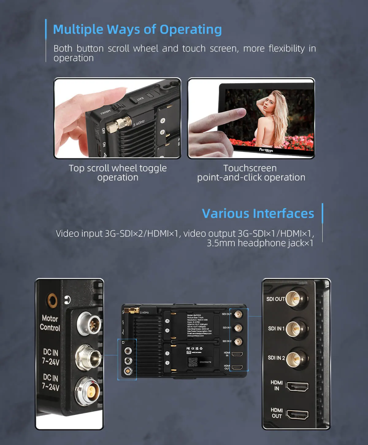 Portkeys BM7II DS 7" High-Bright Monitor with Wireless Camera Control by  in  - EC MALL