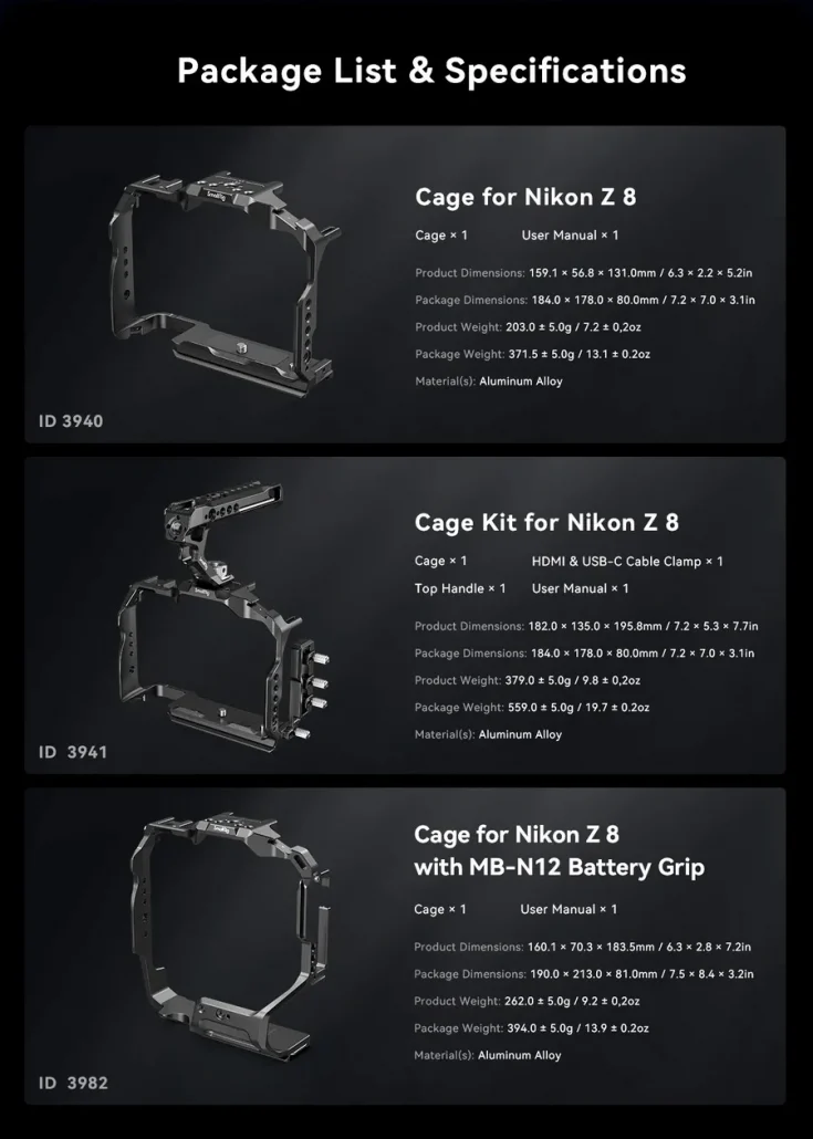 SmallRig 3941 Cage Kit For Nikon Z8 by  in  - EC MALL