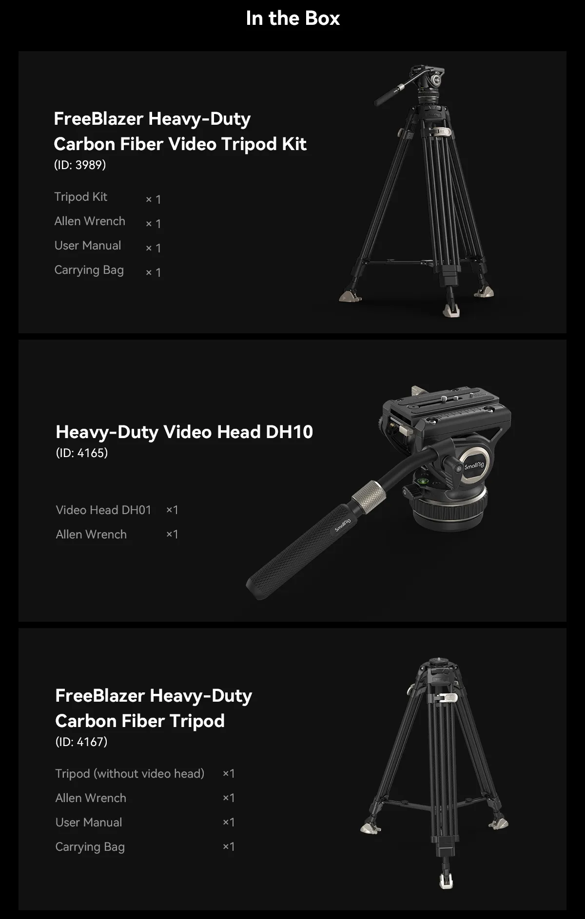 SmallRig 3989 FreeBlazer Heavy-Duty Carbon Fiber Tripod Kit AD-100 by  in  - EC MALL