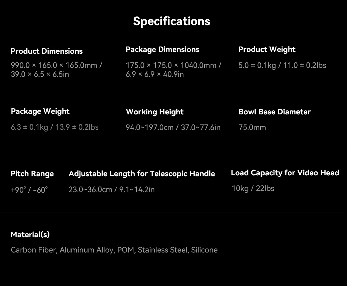 SmallRig 3989 FreeBlazer Heavy-Duty Carbon Fiber Tripod Kit AD-100 by  in  - EC MALL