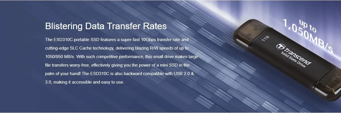 Transcend ESD310C Portable SSD Solid State Drive USB Type-A ,USB Type-C by  in  - EC MALL