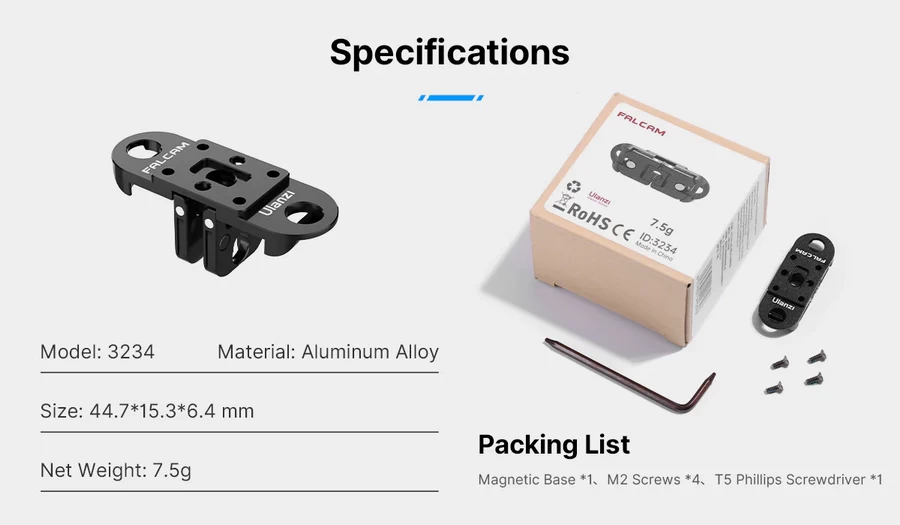 Falcam 3234 Slim Magnetic Base For Gopro to Action by  in  - EC MALL