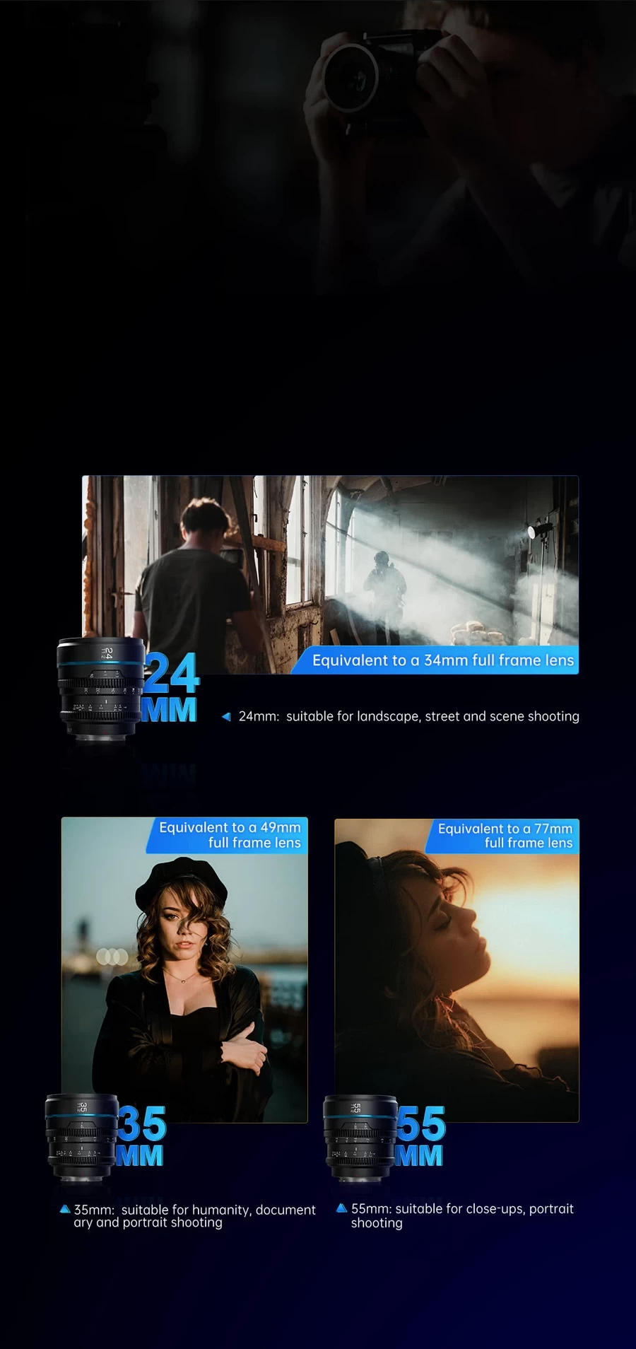 Sirui Nightwalker 24&amp;35&amp;55mm T1.2 S35 Lens Set by  in  - EC MALL