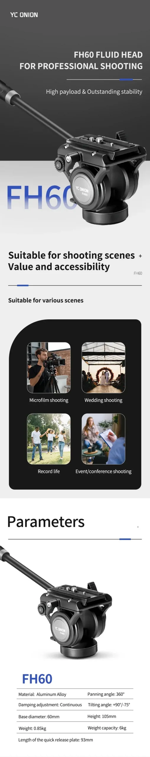 YC Onion FH60 Fluid Head by  in  - EC MALL