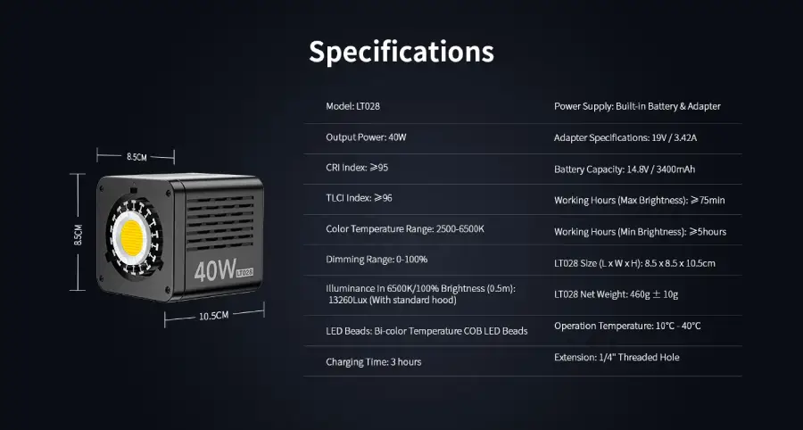 Ulanzi LT028 Portable 40W LED Video Light by  in  - EC MALL