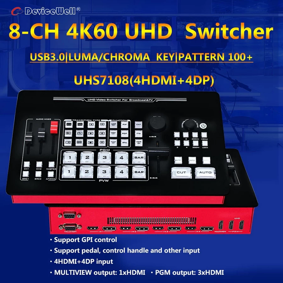 DeviceWell UHS7108 8-CH 4K60 UHD Switcher by  in  - EC MALL
