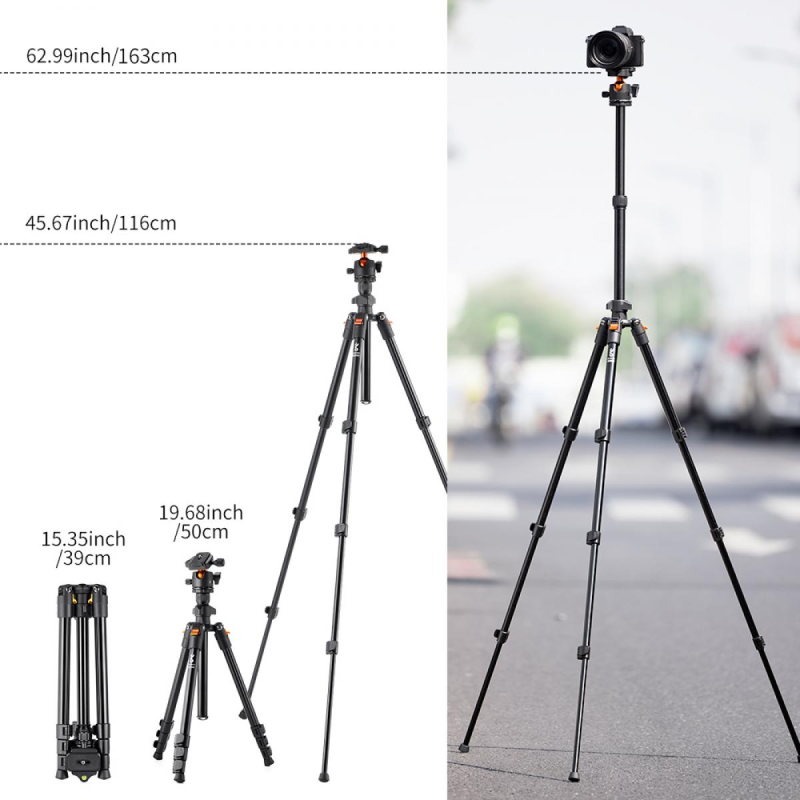 K&F Concept BI234M Lightweight Travel / Vlog Tripod Kit (K234A0+BH-28L) by  in  - EC MALL