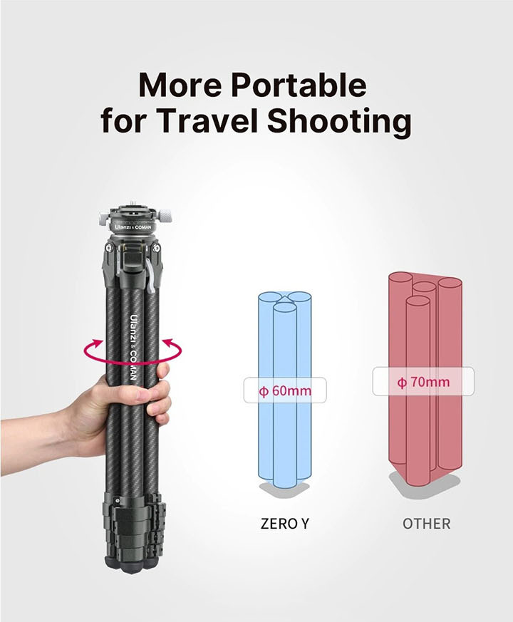 Ulanzi Coman ZERO-Y Profesional Carbon Travel Tripod by  in  - EC MALL