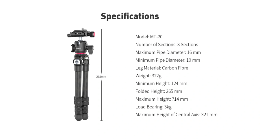 Ulanzi MT-20 Professional Carbon Fiber Tripod Monopod by  in  - EC MALL