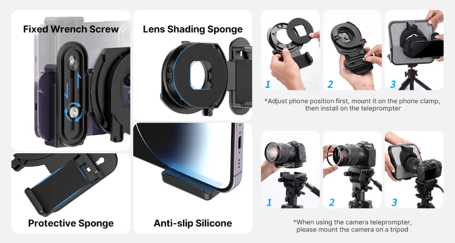 Ulanzi RT02 Universal Teleprompter For Tablets And Smartphones With Remote Control by  in  - EC MALL