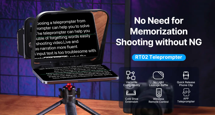 Ulanzi RT02 Universal Teleprompter For Tablets And Smartphones With Remote Control by  in  - EC MALL