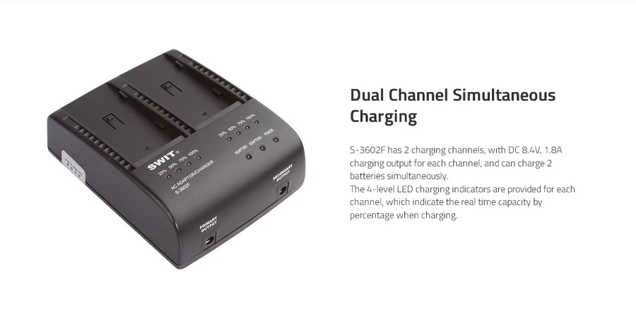 SWIT S-3602F 2-ch SONY NP-F Charger and Adaptor by  in  - EC MALL