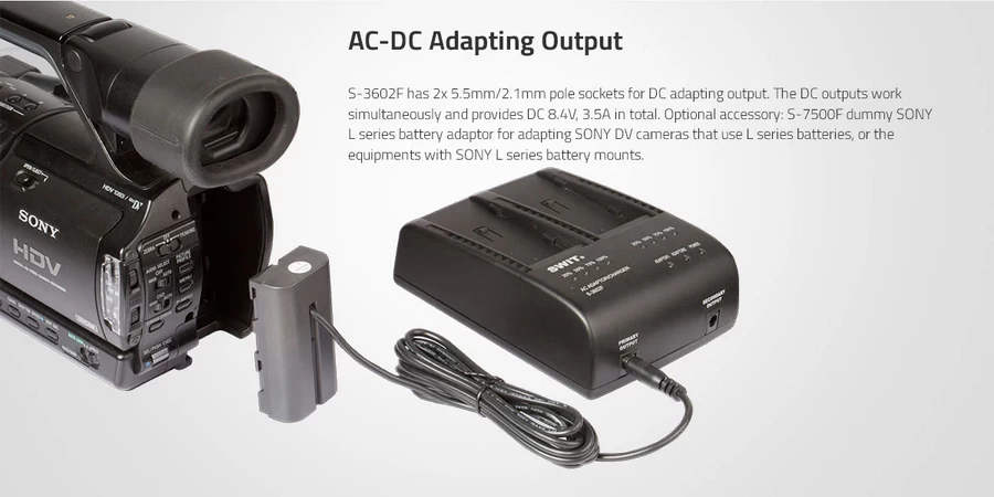 SWIT S-3602F 2-ch SONY NP-F Charger and Adaptor by  in  - EC MALL