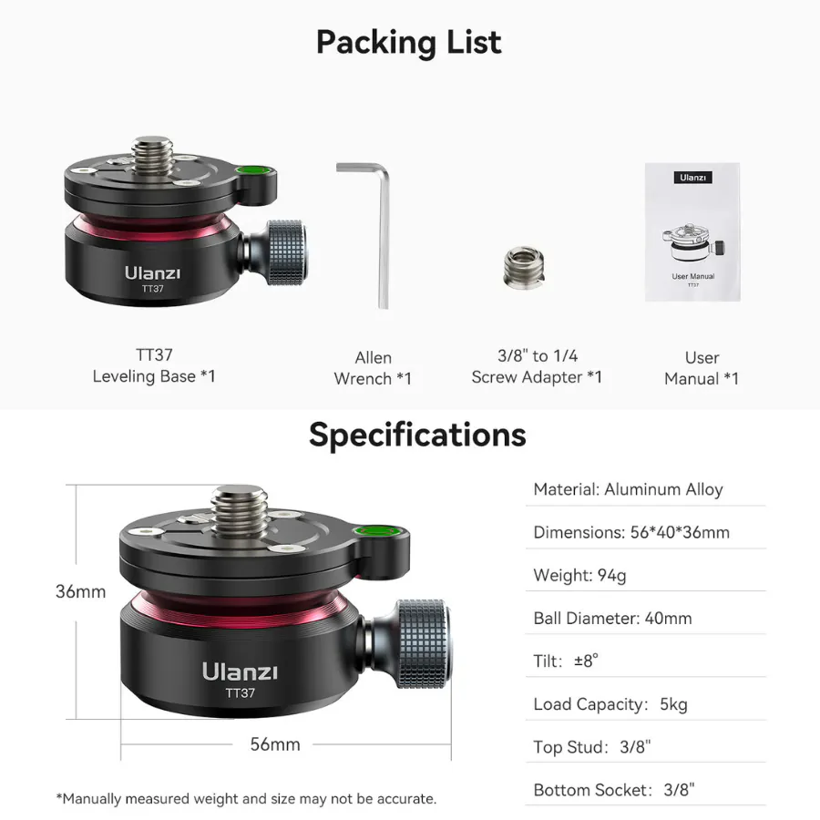 Ulanzi TT37 Mini Leveling Base for Tripod Head (T065GBB1) by  in  - EC MALL