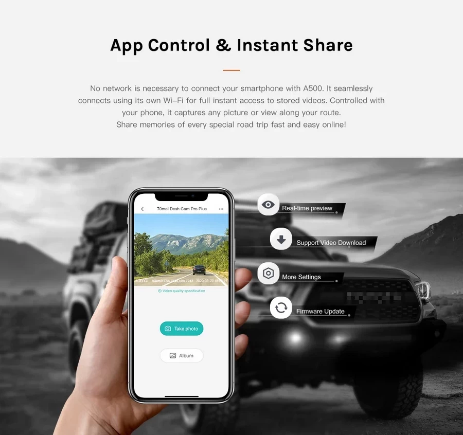 70mai Dash Cam Pro Plus A500S+RC06 Set (กล้องหน้า-กล้องหลัง) by  in  - EC MALL