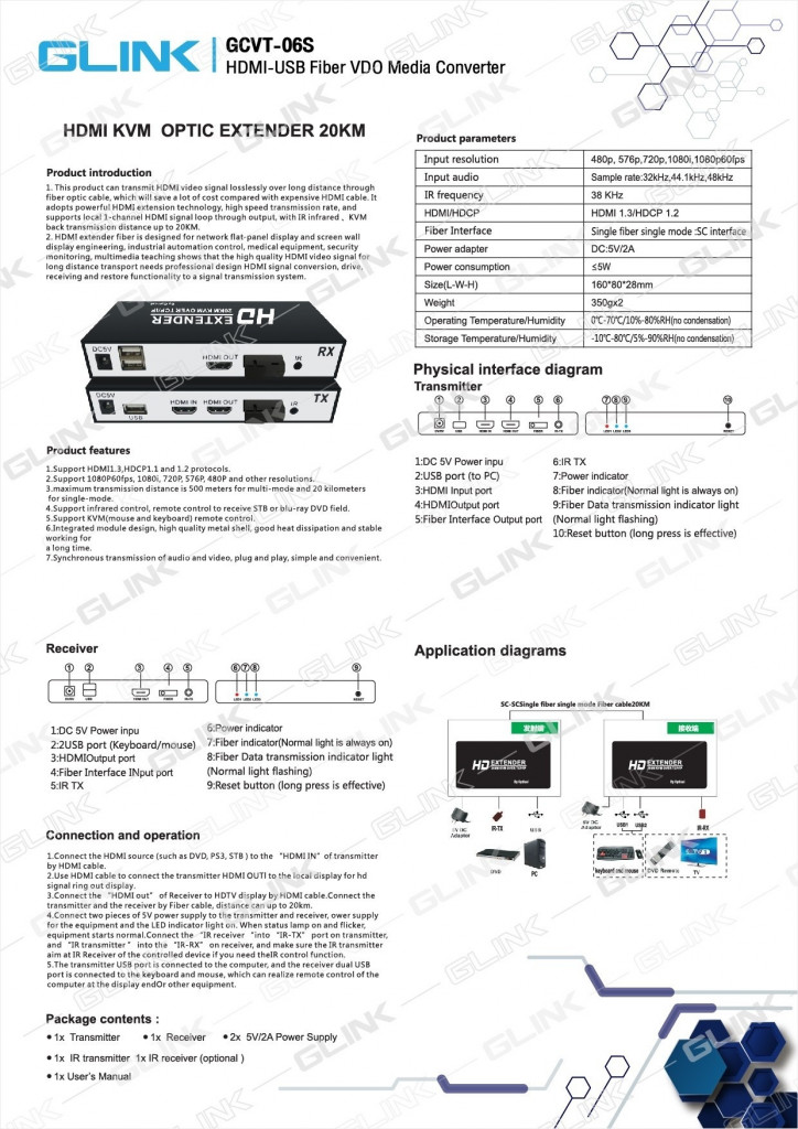 Glink GCVT-06S HDMI-USB Fiber Video Media Converter (2pcs/set) by  in  - EC MALL