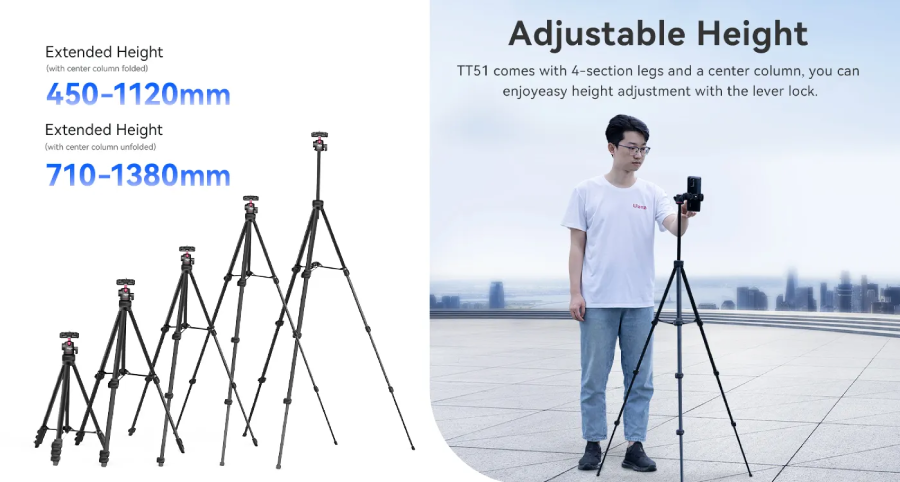 Ulanzi TT51 Aluminium Alloy Portable Tripod (T089GBB1) by  in  - EC MALL