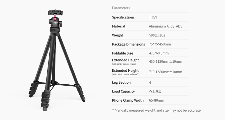 Ulanzi TT51 Aluminium Alloy Portable Tripod (T089GBB1) by in - EC MALL