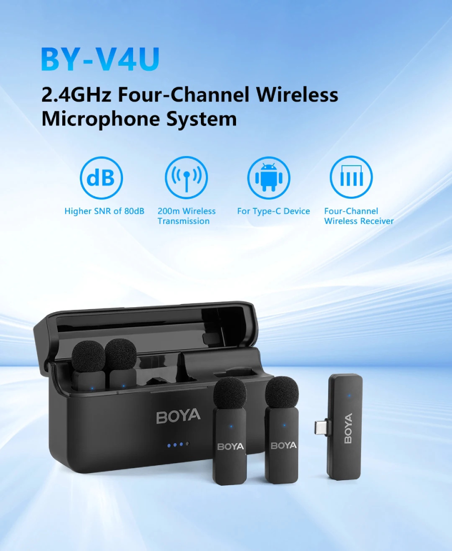 Boya-V4 4-Channel Mini Wireless Microphone Series by  in  - EC MALL