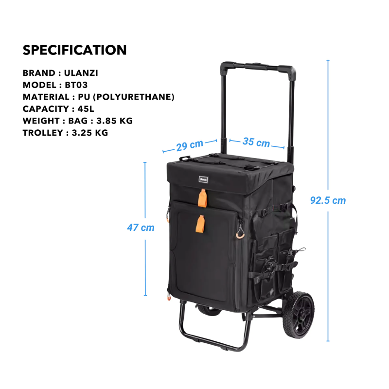 Ulanzi BT03 Photography Cart (B003) กระเป๋าล้อลากสำหรับขนย้ายอุปกรณ์สตูดิโออุปกรณ์กองถ่าย by  in  - EC MALL