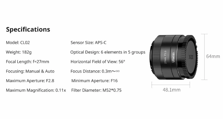 Ulanzi CL02 AF 27mm f/2.8 APS-C Lens For Sony E-Mount F169 by  in  - EC MALL