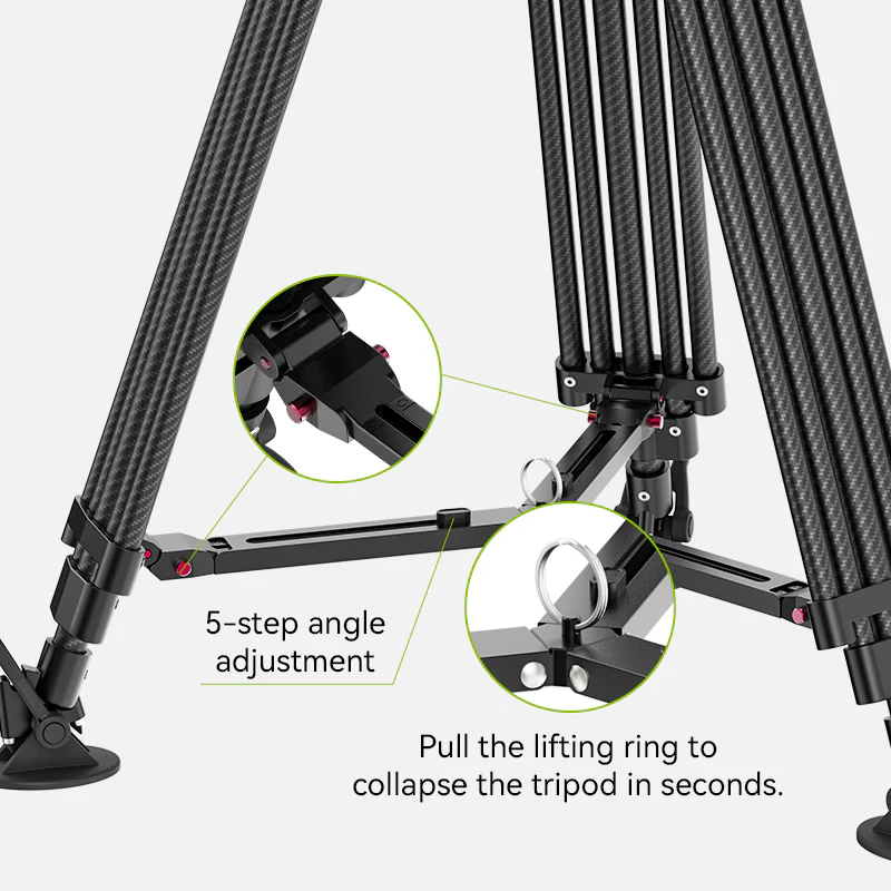 Ulanzi VideoFast Heavy Duty Tripod Kit Carbon Fiber Tripod &amp; Fluid Head T046/ T048 by  in  - EC MALL
